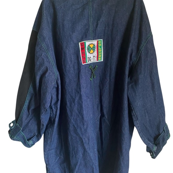 Rare Vintage Cross Colours Dig It Long Denim Chore Jacket Streetwear HipHop 1/XL - Picture 4 of 15